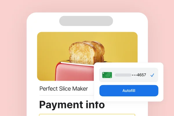 On a retail site’s payment info screen, Chrome gives the option to autofill the fields with saved payment info